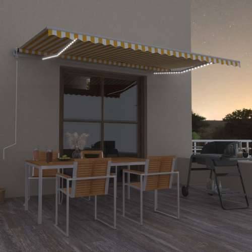 Tenda na ručno uvlačenje s LED svjetlom 500x350 cm žuto-bijela Cijena