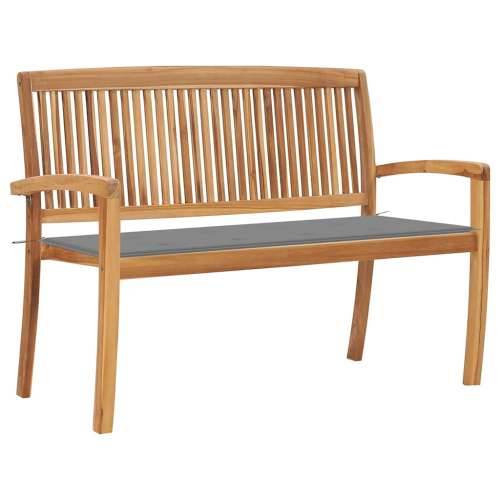 Složiva vrtna klupa s jastukom 128,5 cm od masovne tikovine - Siva 120 cm 1 Cijena