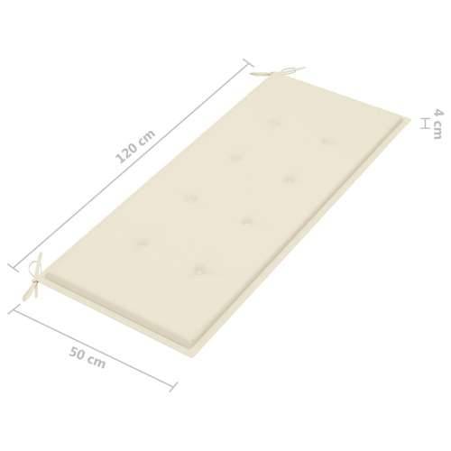 Složiva vrtna klupa s jastukom 128,5 cm od masovne tikovine - Krema 120 cm 1 Cijena