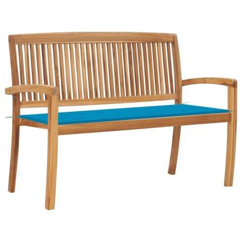 Složiva vrtna klupa s jastukom 128,5 cm od masovne tikovine - Plava 120 cm 1 Cijena