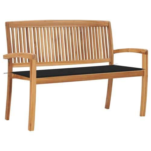 Složiva vrtna klupa s jastukom 128,5 cm od masovne tikovine - Crna 120 cm 1 Cijena