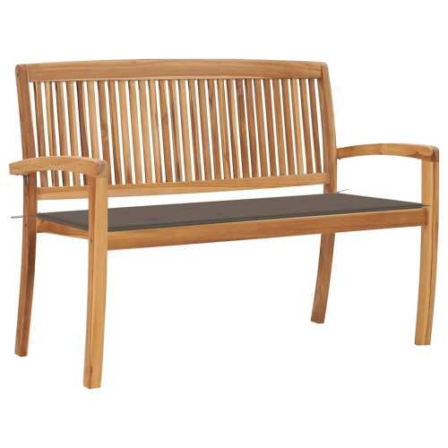 Složiva vrtna klupa s jastukom 128,5 cm od masovne tikovine - Sivo-smeđa 120 cm 1 Cijena