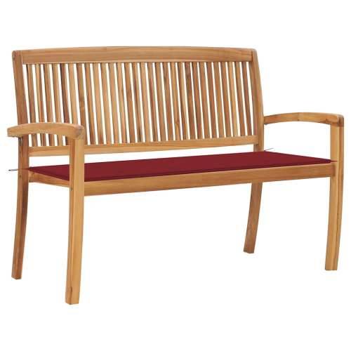 Složiva vrtna klupa s jastukom 128,5 cm od masovne tikovine - boja crnog vina 120 cm 1 Cijena