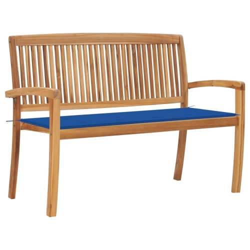 Složiva vrtna klupa s jastukom 128,5 cm od masovne tikovine - Kraljevski plava 120 cm 1 Cijena