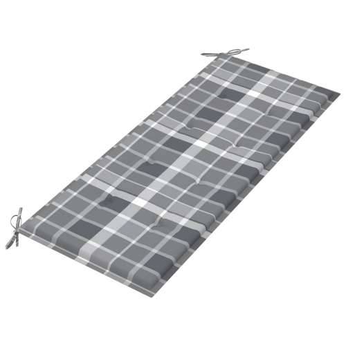 Složiva vrtna klupa s jastukom 128,5 cm od masovne tikovine - Sivi karirani uzorak 120 cm 1 Cijena