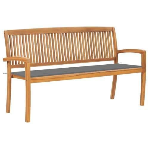 Složiva vrtna klupa s jastukom 159 cm od masovne tikovine - Siva 150 cm 1 Cijena