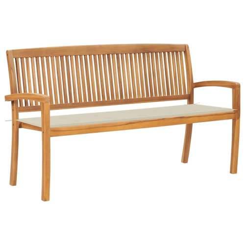 Složiva vrtna klupa s jastukom 159 cm od masovne tikovine - Krema 150 cm 1 Cijena