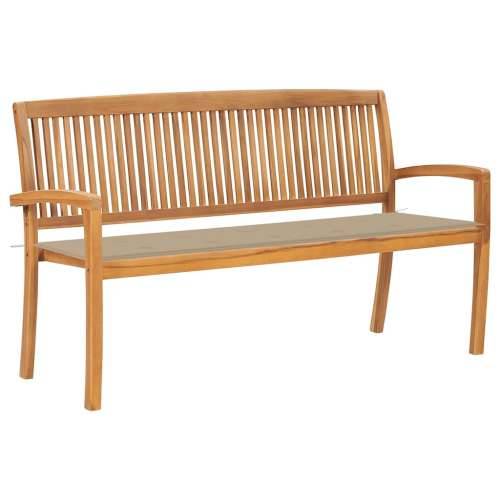 Složiva vrtna klupa s jastukom 159 cm od masovne tikovine - Bež 150 cm 1 Cijena