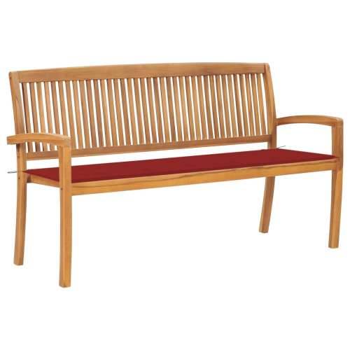 Složiva vrtna klupa s jastukom 159 cm od masovne tikovine - Crvena 150 cm 1 Cijena