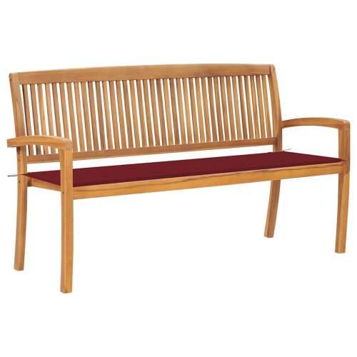 Složiva vrtna klupa s jastukom 159 cm od masovne tikovine - boja crnog vina 150 cm 1 Cijena
