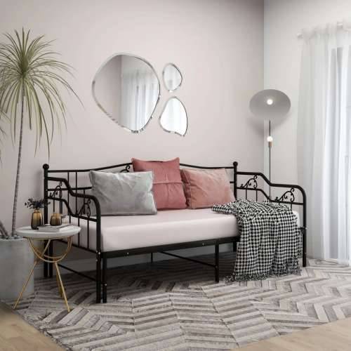 Okvir za krevet na razvlačenje crni metalni 90 x 200 cm - Crna Cijena