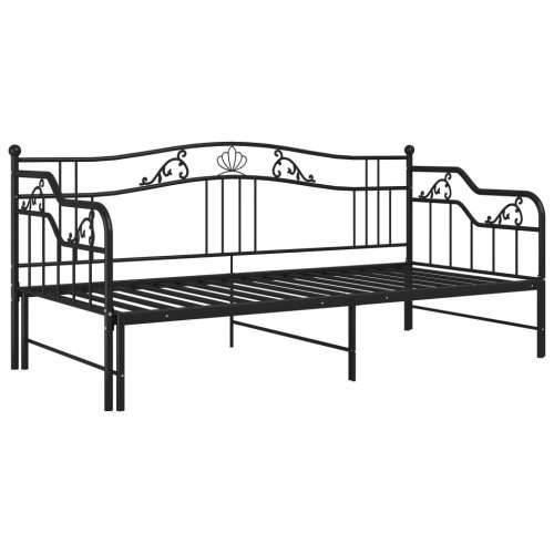 Okvir za krevet na razvlačenje crni metalni 90 x 200 cm - Crna Cijena