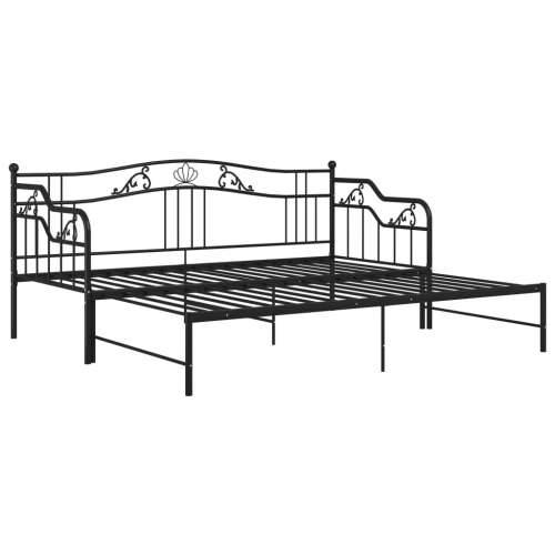 Okvir za krevet na razvlačenje crni metalni 90 x 200 cm - Crna Cijena