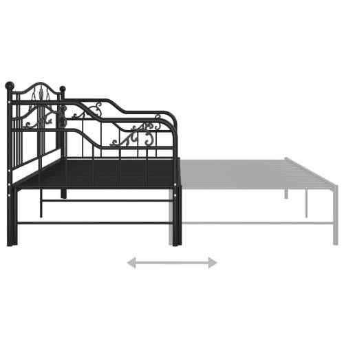 Okvir za krevet na razvlačenje crni metalni 90 x 200 cm - Crna Cijena