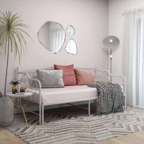 Okvir za krevet na razvlačenje bijeli metalni 90 x 200 cm - Bijela Cijena