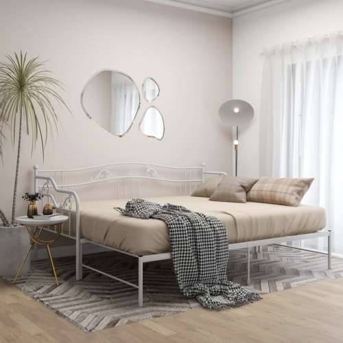 Okvir za krevet na razvlačenje bijeli metalni 90 x 200 cm - Bijela Cijena
