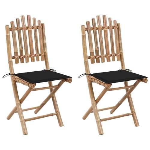Sklopive vrtne stolice s jastucima 2 kom od bambusa - Crna 2 40 x 40 x 4 cm 1 Cijena