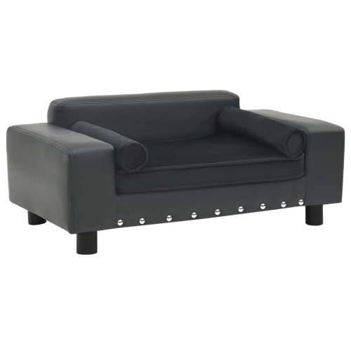Sofa za pse tamnosiva 81 x 43 x 31 cm od pliša i umjetne kože - Tamno siva Cijena