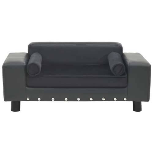 Sofa za pse tamnosiva 81 x 43 x 31 cm od pliša i umjetne kože - Tamno siva Cijena