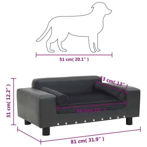 Sofa za pse tamnosiva 81 x 43 x 31 cm od pliša i umjetne kože - Tamno siva Cijena