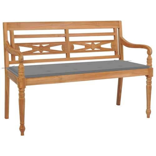 Klupa Batavia sa sivim jastukom 120 cm od masivne tikovine - Siva 120 cm 1 Cijena
