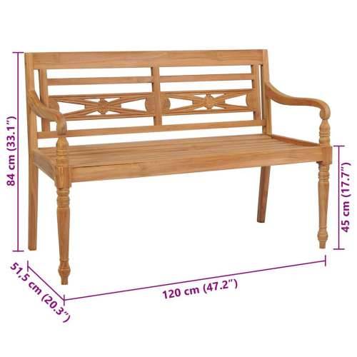 Klupa Batavia sa sivim jastukom 120 cm od masivne tikovine - Siva 120 cm 1 Cijena