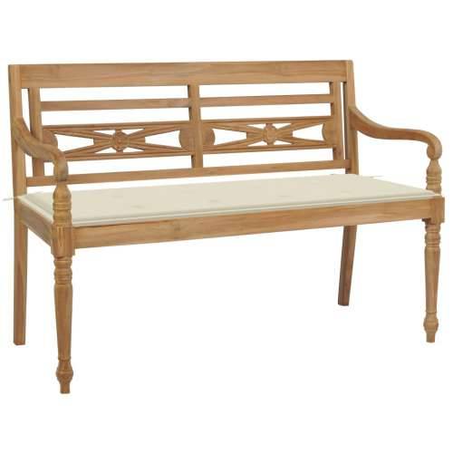Klupa Batavia s krem jastukom 120 cm od masivne tikovine - Krema 120 cm 1 Cijena