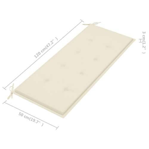 Klupa Batavia s krem jastukom 120 cm od masivne tikovine - Krema 120 cm 1 Cijena