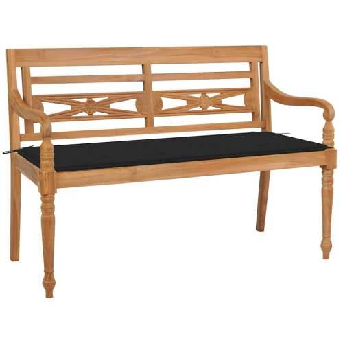 Klupa Batavia s crnim jastukom 120 cm od masivne tikovine - Crna 120 cm 1 Cijena
