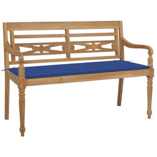 Klupa Batavia s kraljevski plavim jastukom 120 cm od tikovine - Kraljevski plava 120 cm 1 Cijena