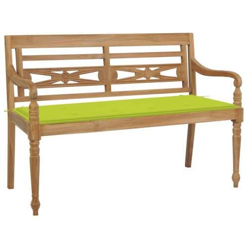 Klupa Batavia s jarko zelenim jastukom 120 cm masivna tikovina - Svjetlozelena 120 cm 1 Cijena