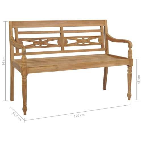 Klupa Batavia s jarko zelenim jastukom 120 cm masivna tikovina - Svjetlozelena 120 cm 1 Cijena