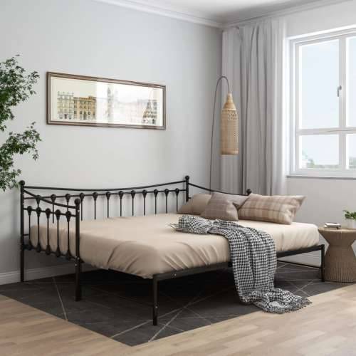 Okvir za krevet na razvlačenje crni metalni 90 x 200 cm - Crna Cijena