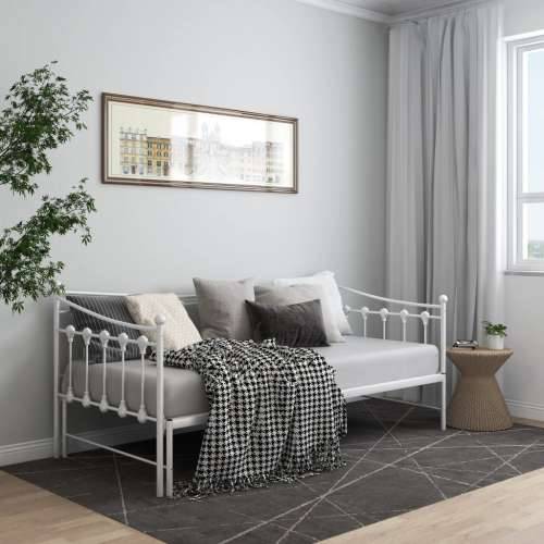 Okvir za krevet na razvlačenje bijeli metalni 90 x 200 cm - Bijela Cijena