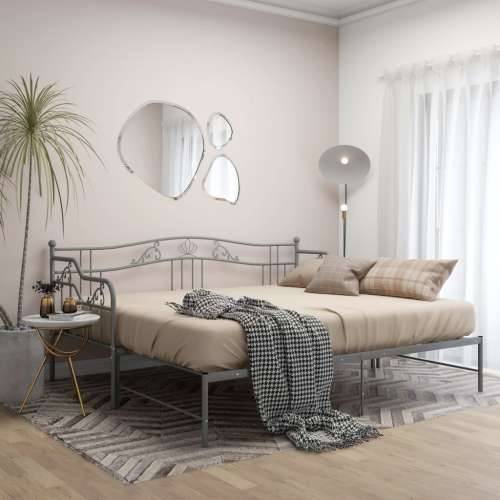 Okvir za krevet na razvlačenje sivi metalni 90 x 200 cm - Siva Cijena