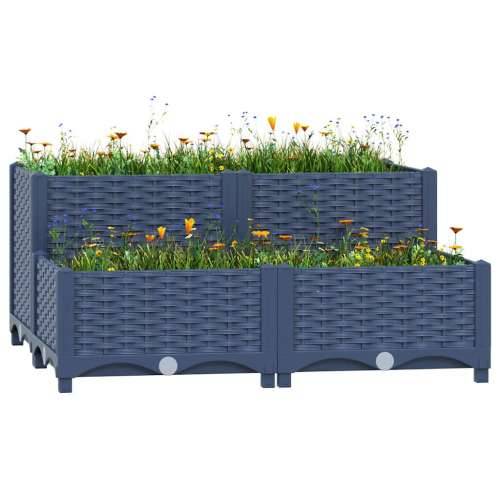Povišena gredica 80x80x38 cm od polipropilena - Plavo-siva 80 x 80 x (23-38) cm 1 Cijena