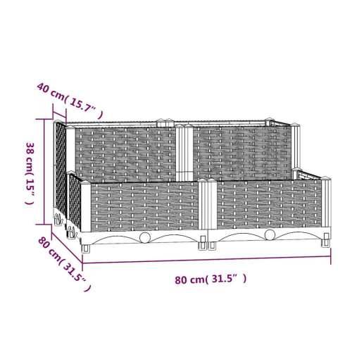 Povišena gredica 80x80x38 cm od polipropilena - Plavo-siva 80 x 80 x (23-38) cm 1 Cijena