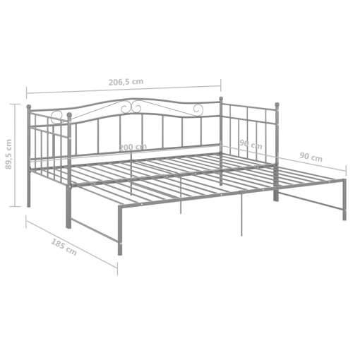 Okvir za krevet na razvlačenje sivi metalni 90 x 200 cm - Siva Cijena