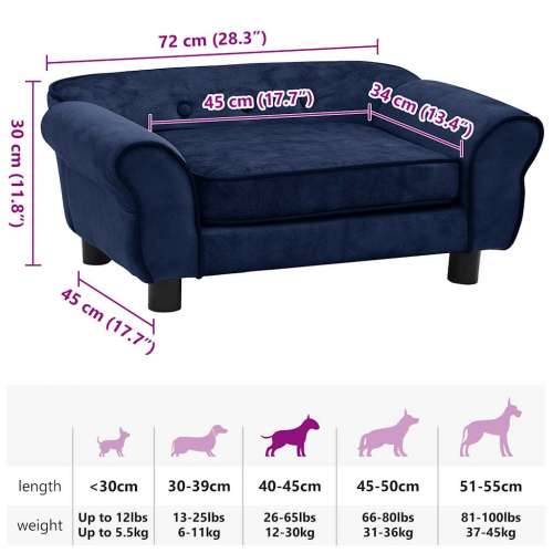 Sofa za pse plava 72 x 45 x 30 cm plišana - Plava Cijena