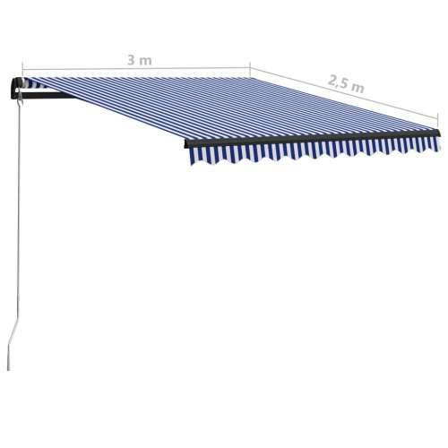 Tenda na ručno uvlačenje 300 x 250 cm plavo-bijela - Plava i bijela 300 x 250 cm 1 Cijena