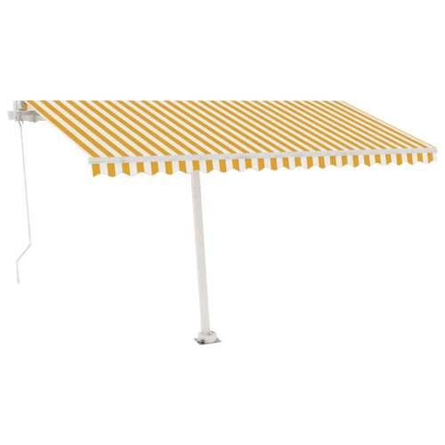 Samostojeća tenda na ručno uvlačenje 450 x 300 cm žuto-bijela Cijena