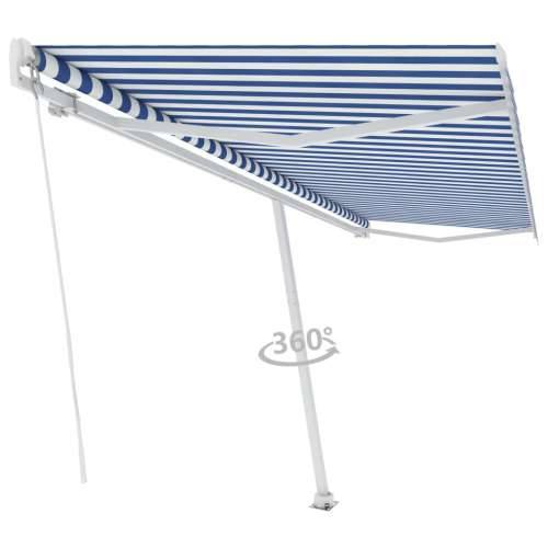 Samostojeća tenda na ručno uvlačenje 500 x 300 cm plavo-bijela Cijena