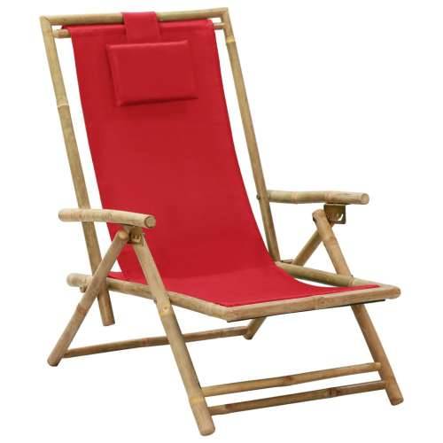 Nagibna stolica za opuštanje od bambusa i tkanine crvena Cijena