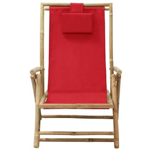 Nagibna stolica za opuštanje od bambusa i tkanine crvena Cijena
