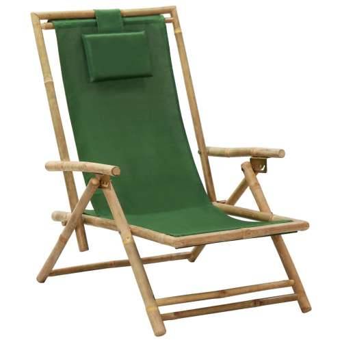 Nagibna stolica za opuštanje od bambusa i tkanine zelena Cijena