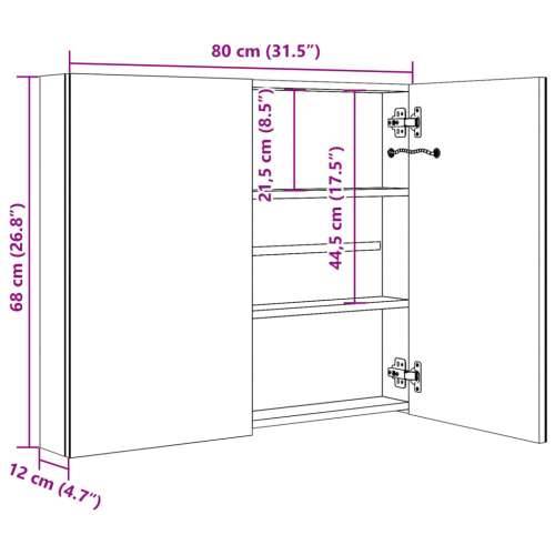 LED kupaonski ormarić s ogledalom 80 x 12,2 x 68 cm Cijena