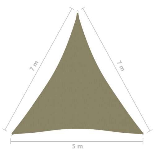 Jedro za zaštitu od sunca od tkanine Oxford trokutasto 5 x 7 x 7 m bež - Bež 5 x 7 x 7 m 1 Cijena