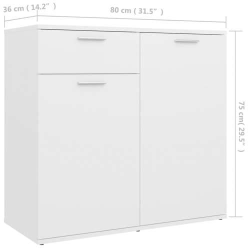 Komoda bijela 80 x 36 x 75 cm od konstruiranog drva - Bijela 1 80 cm Cijena