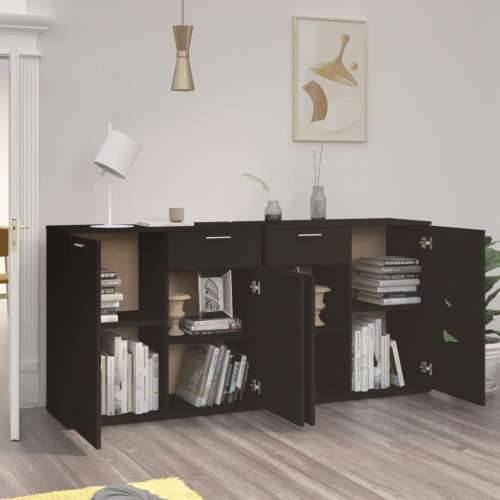 Komoda crna 160 x 36 x 75 cm od konstruiranog drva - Crna 1 160 cm Cijena