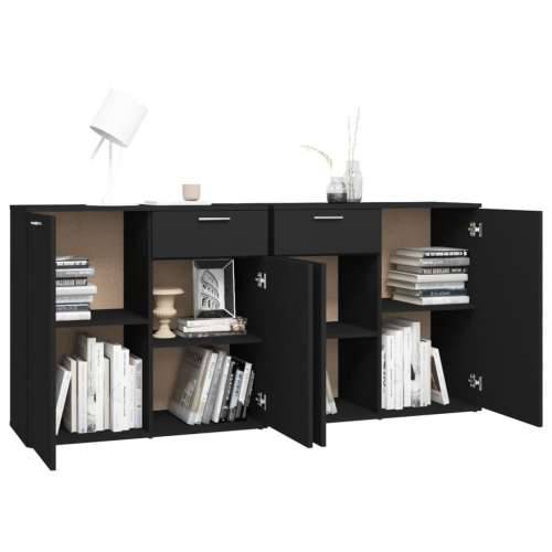 Komoda crna 160 x 36 x 75 cm od konstruiranog drva - Crna 1 160 cm Cijena